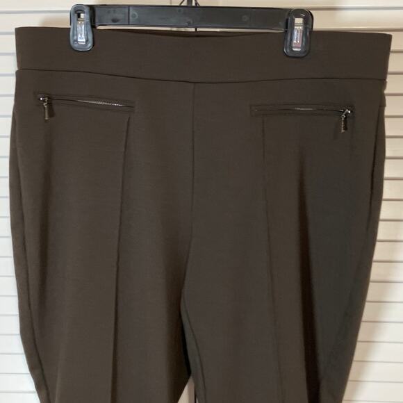 Rafaella Classic Brown Pleated Elastic Waist Pants 16 - Picture 6 of 7